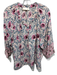 Natalie Martin Size S Cream, Blue & Pink Rayon Floral Quarter Button Flowy Top Cream, Blue & Pink / S