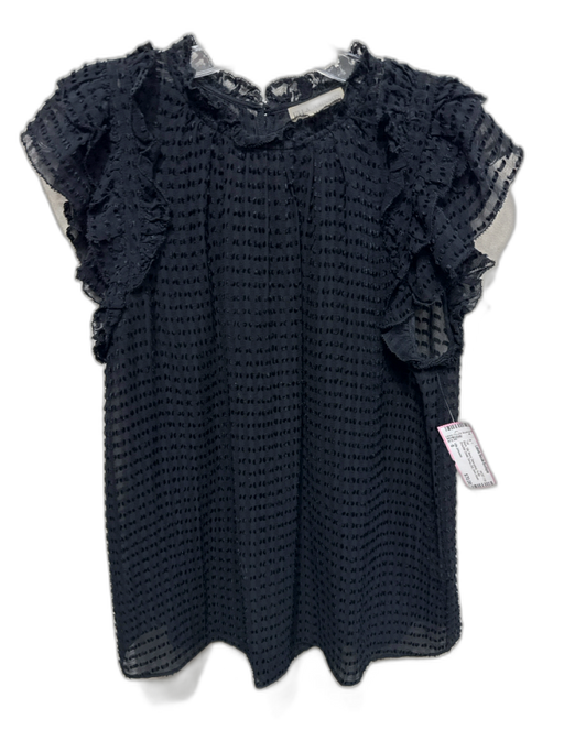 Ulla Johnson Size 6 Black Silk Blend Sleeveless Ruffle Shoulder Detail Top Black / 6