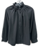 Pomander Place Size S Black Polyester Blend Stripe Ruffle Collar Top Black / S