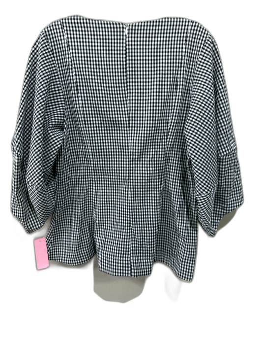 Pomander Place Size S Black & White Polyester Blend Gingham Flare Back Zip Top Black & White / S