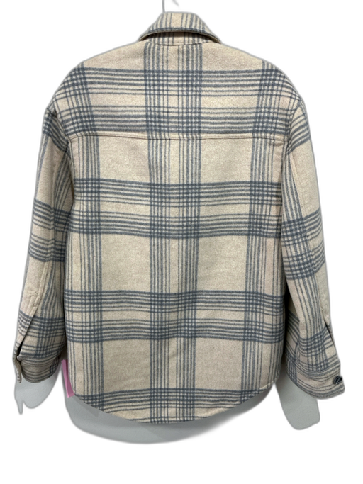 Reformation Size S Beige & Gray Polyester Blend Plaid Collared Button Front Coat Beige & Gray / S
