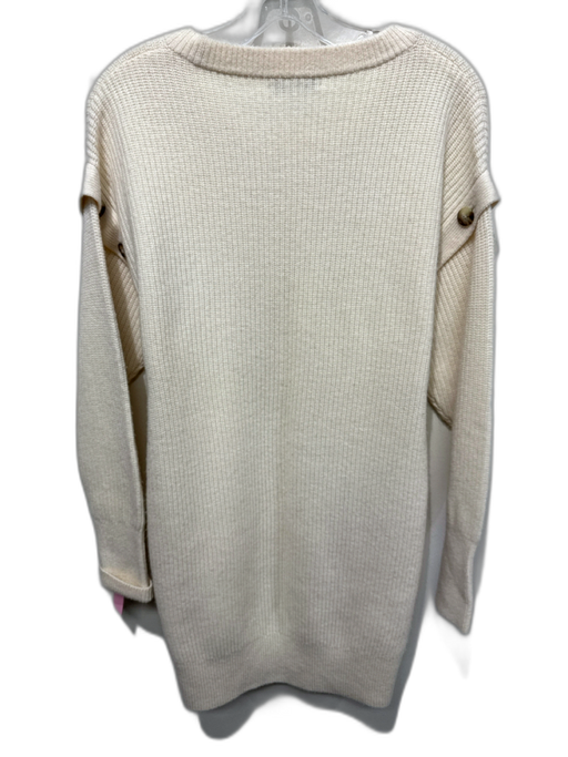 Intermix Size M Cream Wool & Cashmere Knit Ribbed Button Detail Sweater Dress Cream / M