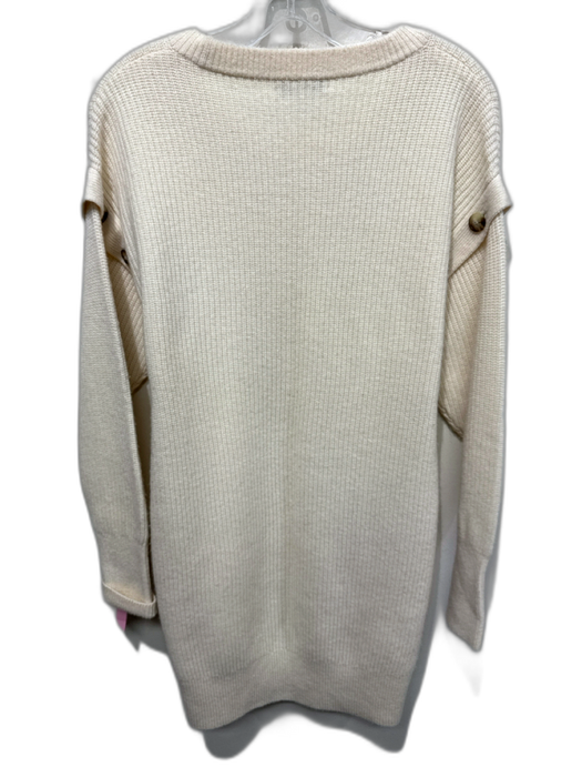 Intermix Size M Cream Wool & Cashmere Knit Ribbed Button Detail Sweater Dress Cream / M