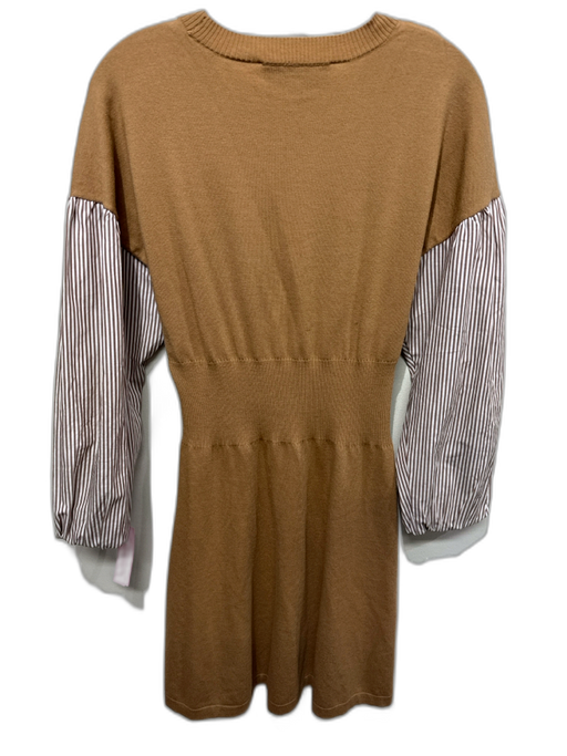 Derek Lam 10 Crosby Size M Brown & White Wool Blend Knit Ribbed Detail Dress Brown & White / M