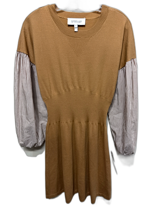 Derek Lam 10 Crosby Size M Brown & White Wool Blend Knit Ribbed Detail Dress Brown & White / M