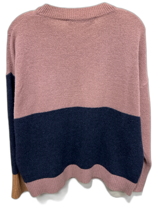 360 Cashmere Size M Dusty Pink & Navy Cashmere Knit Ribbed Hem Sweater Dusty Pink & Navy / M