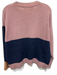 360 Cashmere Size M Dusty Pink & Navy Cashmere Knit Ribbed Hem Sweater Dusty Pink & Navy / M