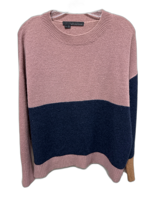 360 Cashmere Size M Dusty Pink & Navy Cashmere Knit Ribbed Hem Sweater Dusty Pink & Navy / M