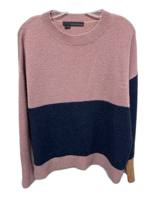 360 Cashmere Size M Dusty Pink & Navy Cashmere Knit Ribbed Hem Sweater Dusty Pink & Navy / M