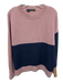 360 Cashmere Size M Dusty Pink & Navy Cashmere Knit Ribbed Hem Sweater Dusty Pink & Navy / M