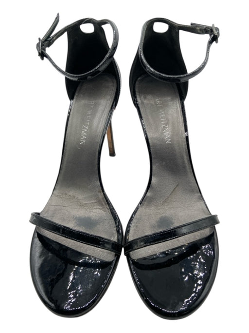 Stuart Weitzman Shoe Size 9.5 Black Patent Leather Strappy Stiletto Sandals Black / 9.5