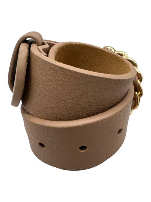 B-Low The Belt Beige Leather Woven Chain Gold Tone Buckle Belts Beige / Small