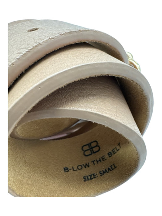 B-Low The Belt Beige Leather Woven Chain Gold Tone Buckle Belts Beige / Small