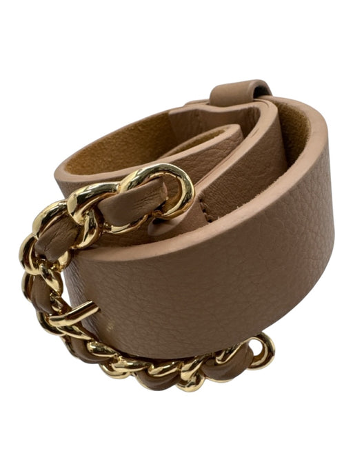 B-Low The Belt Beige Leather Woven Chain Gold Tone Buckle Belts Beige / Small