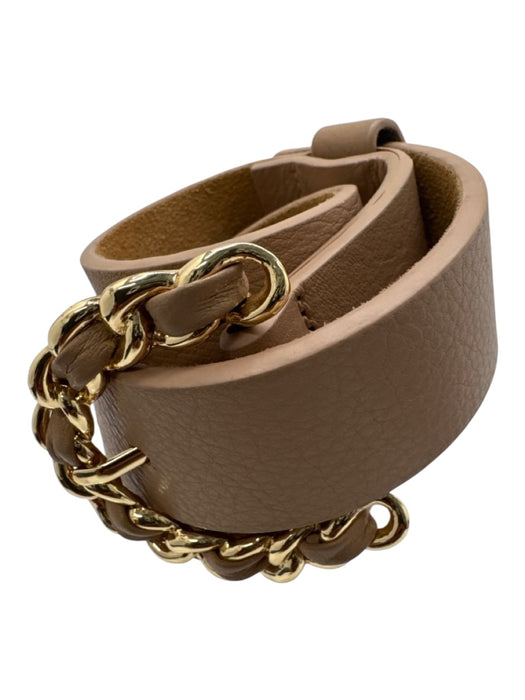 B-Low The Belt Beige Leather Woven Chain Gold Tone Buckle Belts Beige / Small