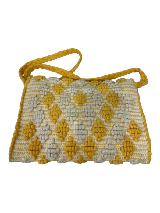 Antonello Tedde Yellow & White Cotton Embroidered Magnetic Closure Bag Yellow & White / S