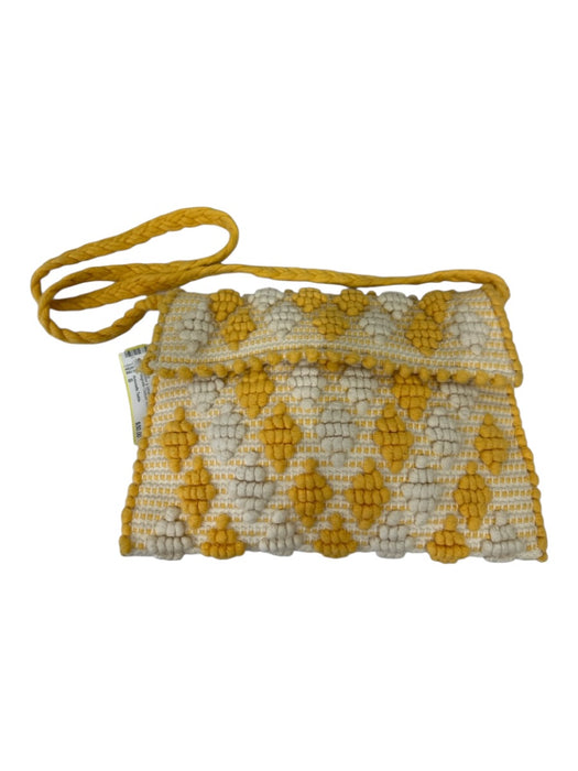 Antonello Tedde Yellow & White Cotton Embroidered Magnetic Closure Bag Yellow & White / S