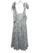 Mille Resort & Travel Size S Cream & Blue Cotton Floral Embroidered Dress Cream & Blue / S