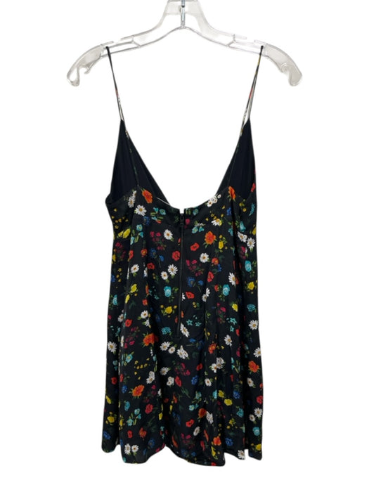 Alice + Olivia Size 2 Black, Red, Multi Viscose floral print Tie Detail Dress Black, Red, Multi / 2