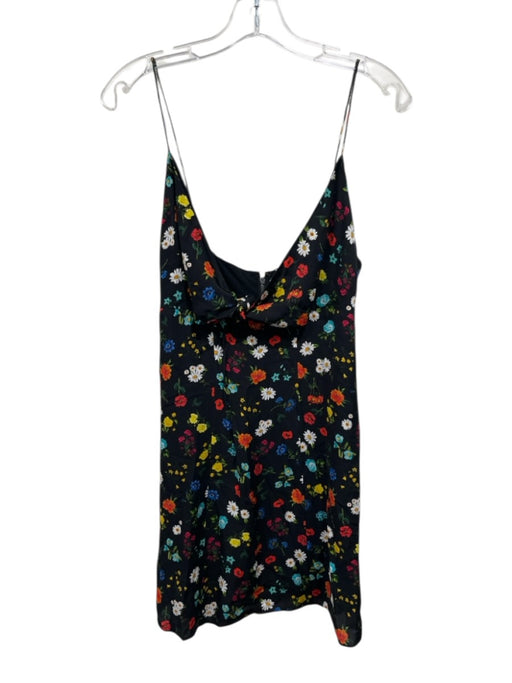 Alice + Olivia Size 2 Black, Red, Multi Viscose floral print Tie Detail Dress Black, Red, Multi / 2