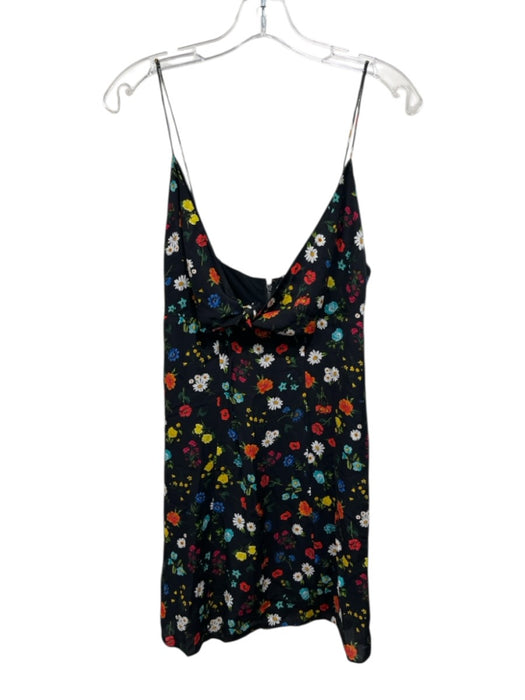 Alice + Olivia Size 2 Black, Red, Multi Viscose floral print Tie Detail Dress Black, Red, Multi / 2
