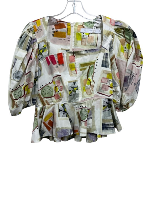 Hunter Bell Size 2 White, Green, Multi Cotton All Over Print Square Neck Top White, Green, Multi / 2