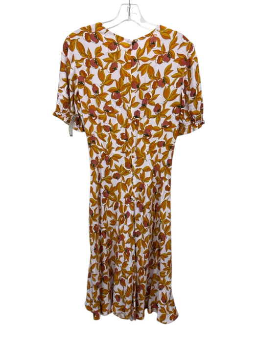 Diane Von Furstenberg Size 4 white, orange, multi Viscose floral print Dress white, orange, multi / 4