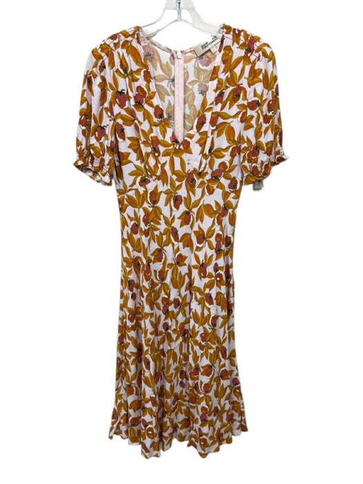 Diane Von Furstenberg Size 4 white, orange, multi Viscose floral print Dress white, orange, multi / 4