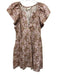 Marie Oliver Size S Cream, Brown, Purple Cotton Abstract Print Cap Sleeve Dress Cream, Brown, Purple / S