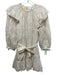 Cleobella Size S Cream Cotton Floral Embroidered Long Sleeve Ruffle Detail Dress Cream / S