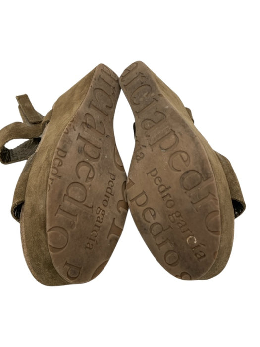Pedro Garcia Shoe Size 9 Brown Suede Velcro Strap Round Toe Platform Sandals Brown / 9