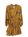 Rhode Size S Yellow Print Polyester Animal Godet Insert Hem Sequins Beaded Dress Yellow Print / S