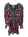 Farm Rio Size S Blue, Red & Multi Viscose & Rayon Floral Long Puff Sleeve Dress Blue, Red & Multi / S