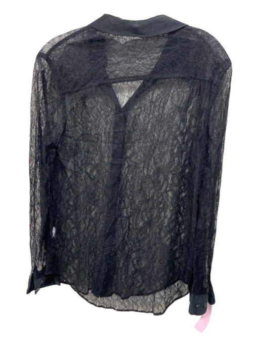 Equipment Size M Black Missing Fabric Lace Sheer Button Up Top Black / M