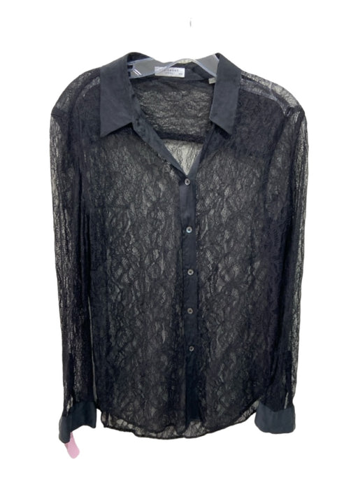 Equipment Size M Black Missing Fabric Lace Sheer Button Up Top Black / M