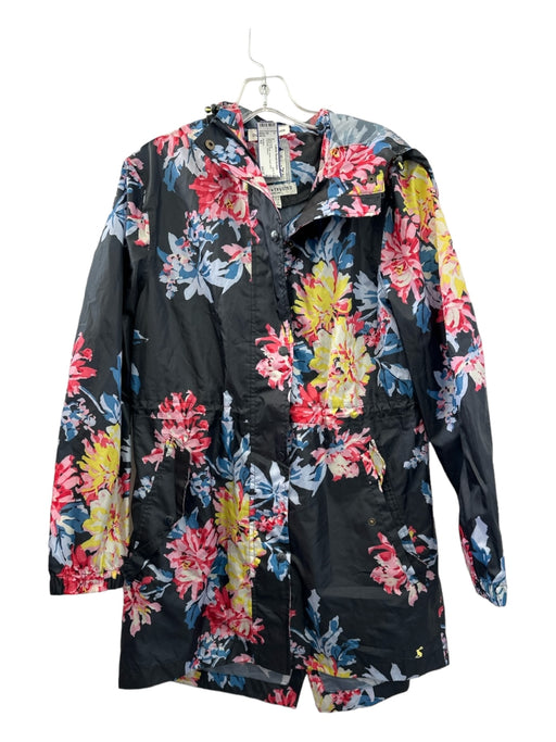 Joules Black & Multi Nylon Floral Hood Pockets Raincoat Black & Multi / 10