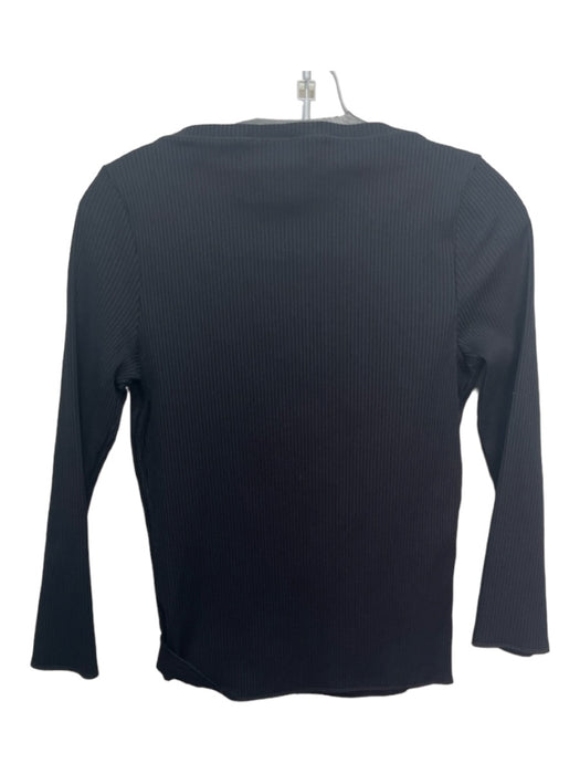 Theory Size L Black Polyamide Blend Wide Neck Long Sleeve Ribbed Top Black / L