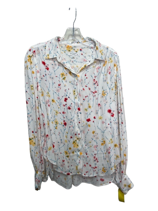 Equipment Size S White & Multi Rayon Floral Collared Button Up Long Sleeve Top White & Multi / S