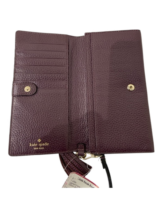 Kate Spade Eggplant Purple Leather Zip Detail Snap Closure Wallets Eggplant Purple