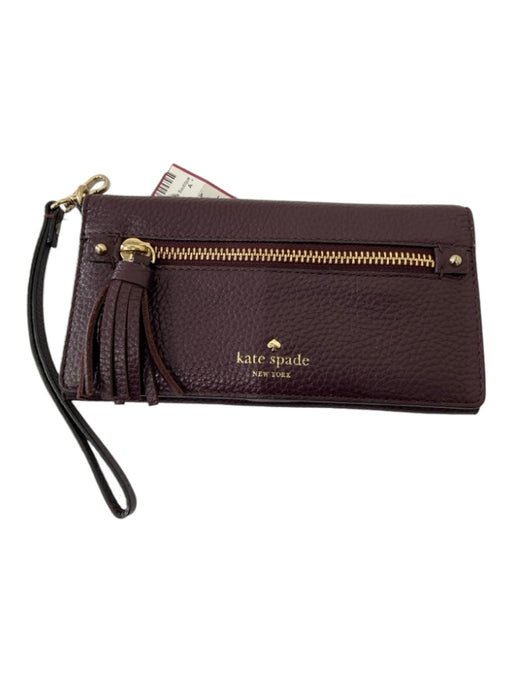 Kate Spade Eggplant Purple Leather Zip Detail Snap Closure Wallets Eggplant Purple