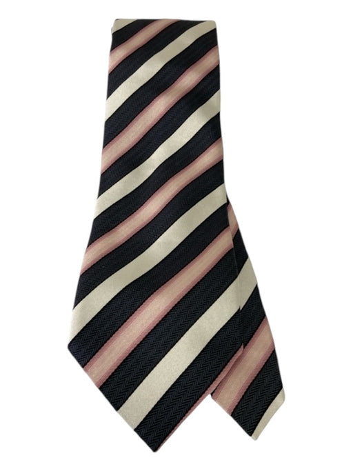 Zegna Gray & Pink Silk Striped Men's Ties