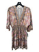 Hale Bob Size M beige, pink & orange Viscose Blend Quarter Button V Neck Dress beige, pink & orange / M