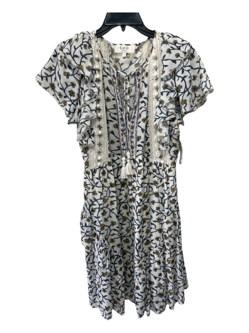 Sea New York Size 4 White, Gray & Multi Cotton & Viscose Blend Floral Dress White, Gray & Multi / 4