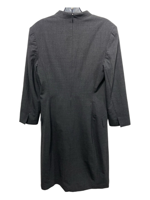 M.M. Lafleur Size 6 Dark Gray Wool Blend Long Sleeve Flap Pocket Dress Dark Gray / 6