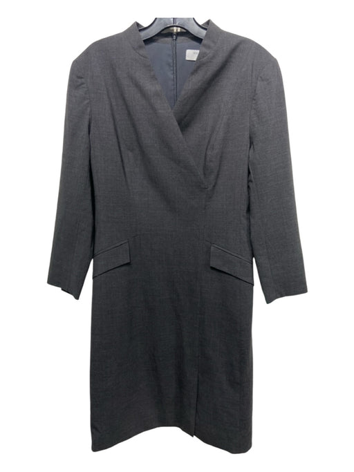 M.M. Lafleur Size 6 Dark Gray Wool Blend Long Sleeve Flap Pocket Dress Dark Gray / 6