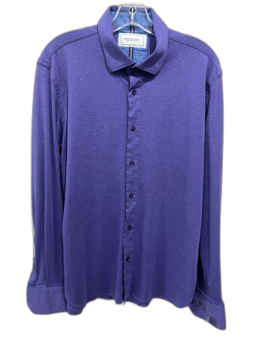 Williams & Kent Size L Purple Cotton Blend Solid Button Up Long Sleeve Shirt Purple / L