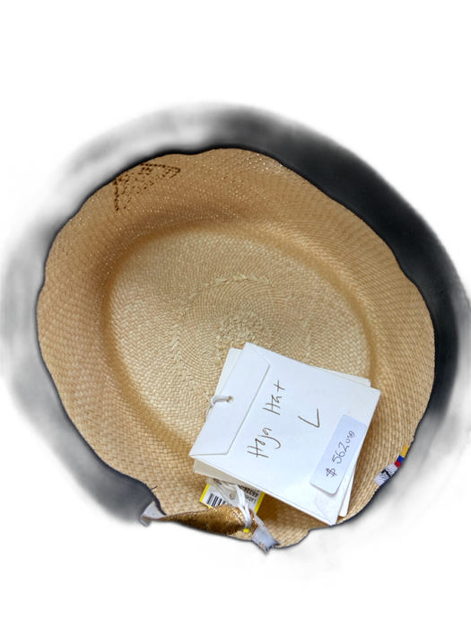 Carolina K Beige, Red, Purple Straw Wide Brim Embroidered Ribbon Sun Hat Beige, Red, Purple / L