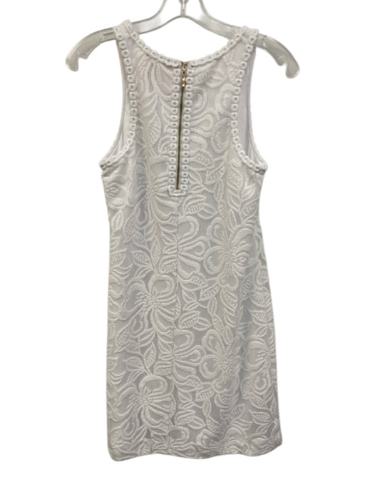 Lilly Pulitzer Size S White Polyester Lace Overlay Floral Sleeveless Shift Dress White / S