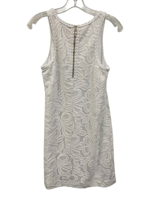 Lilly Pulitzer Size S White Polyester Lace Overlay Floral Sleeveless Shift Dress White / S