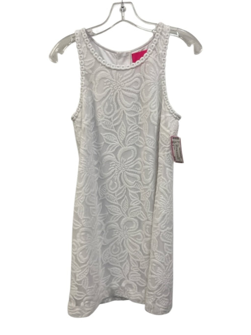 Lilly Pulitzer Size S White Polyester Lace Overlay Floral Sleeveless Shift Dress White / S